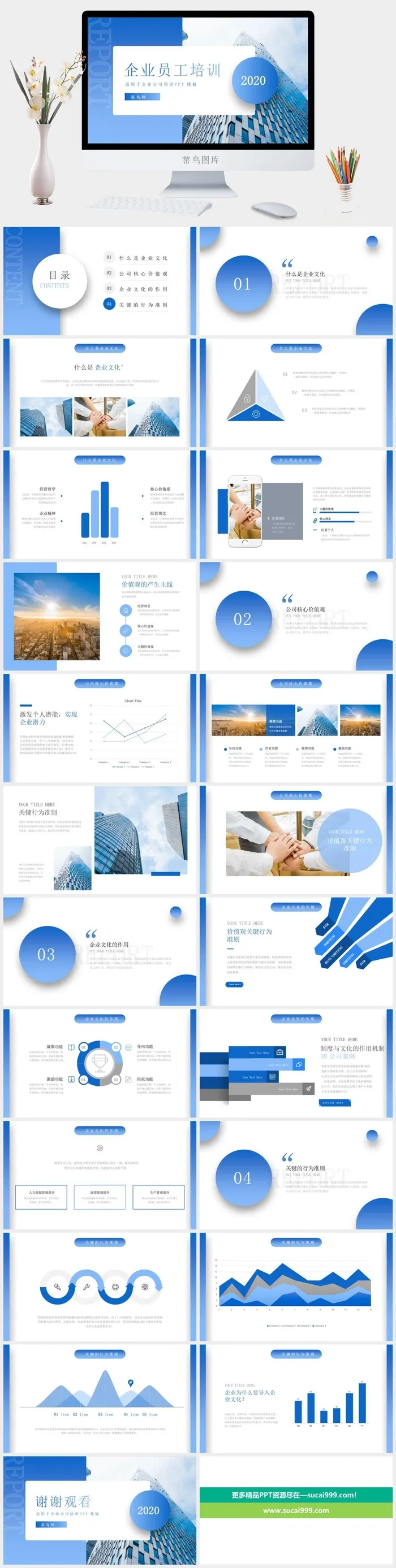 商务蓝色大气简约企业宣传工作总结计划汇报告培训年会ppt模板