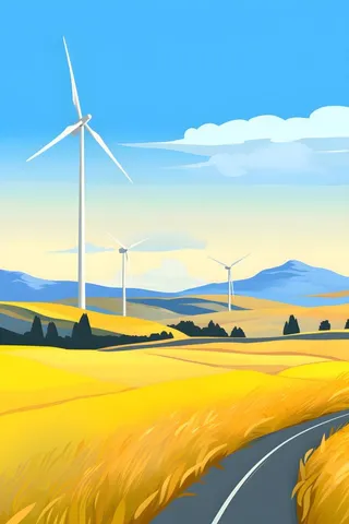 清新乡村路边插画