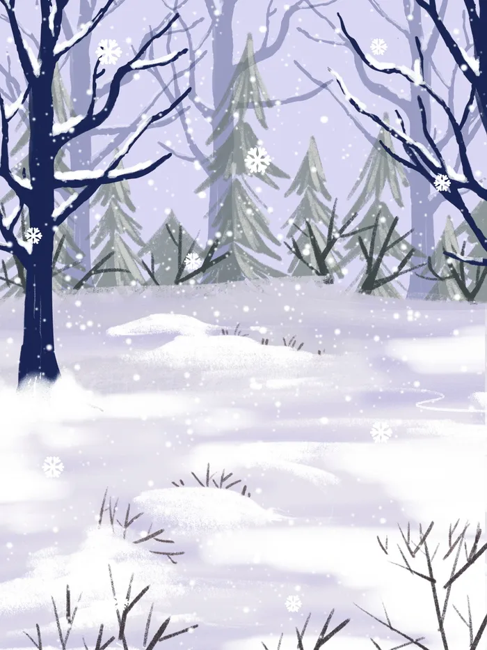 唯美小清新雪花冬天背景素材