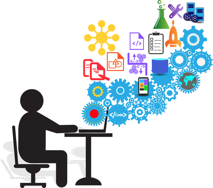 人物办公剪影卡通科技kv主视觉素材