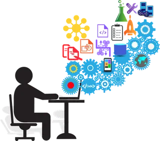 人物办公剪影卡通科技kv主视觉素材