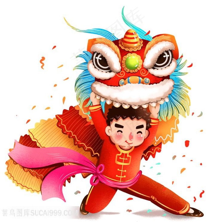 舞狮卡通人物素材