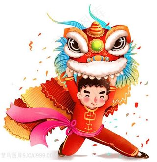 舞狮卡通人物素材