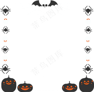 万圣节边框万圣节南瓜蜘蛛方形边框
