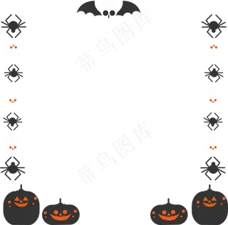 万圣节边框万圣节南瓜蜘蛛方形边框