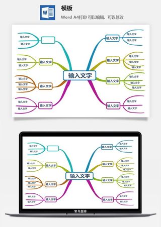 鱼骨大脑树状思维导图ppt模板工作学习项目培训流程逻辑word格式
