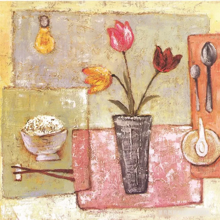 水彩花卉花瓶艺术插画