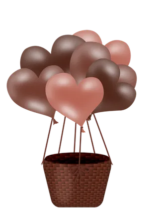 灰色爱心热气球