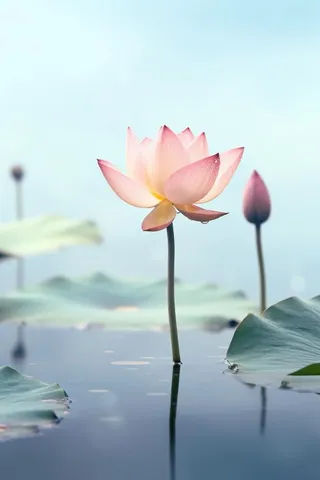 简约雾面荷花池塘背景