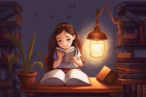 学生在书桌开灯读书复习海报素材背景