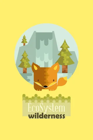 自然风景动物植物扁平矢量插画