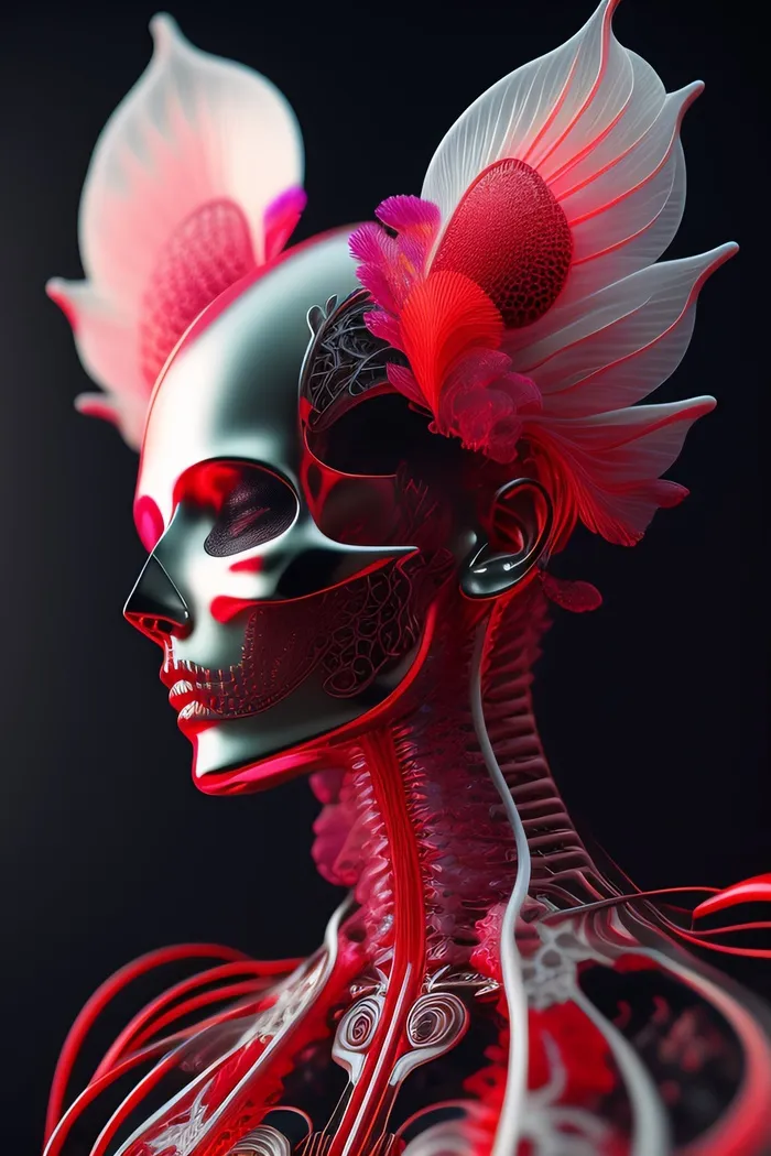 机器人大脑骷髅人概念画