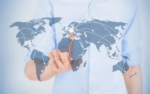 人物点击世界地图高清图片