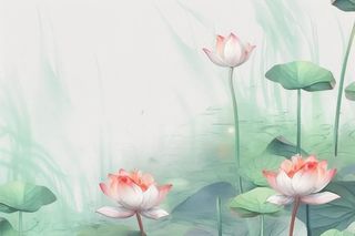 青色国风简约淡雅荷花背景