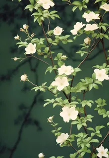 枝叶白色花朵典雅背景