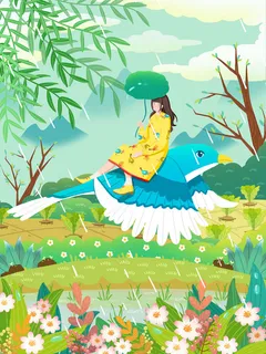 谷雨插画海报 谷雨插画海报