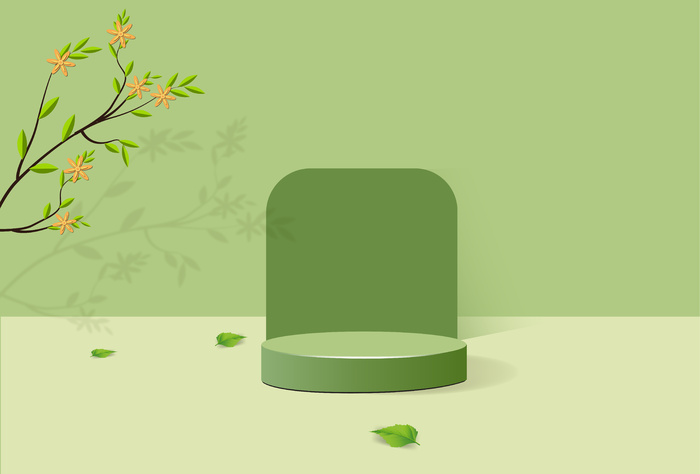 电商绿色产品展示台素材