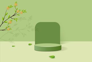 电商绿色产品展示台素材