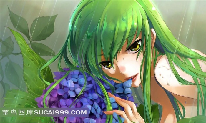 美少女鲜花插画素材