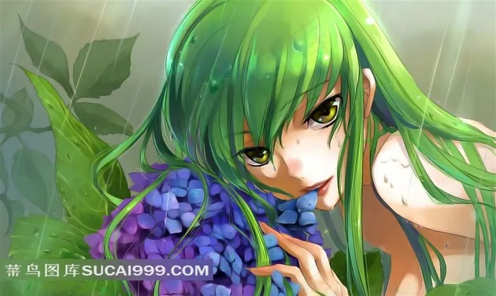 美少女鲜花插画素材