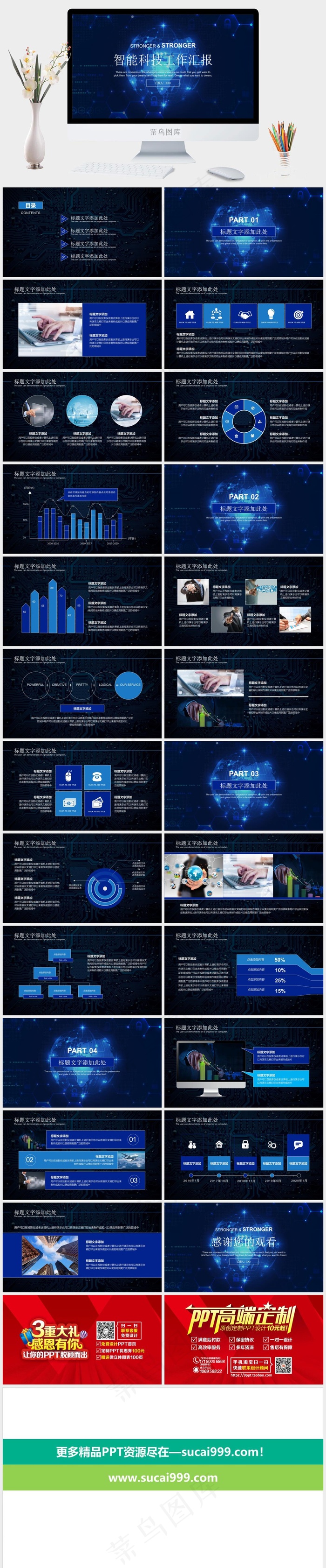 工作汇报
蓝色科技PPT模板