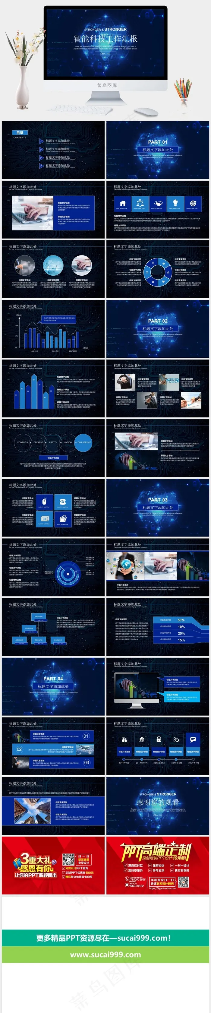 工作汇报
蓝色科技PPT模板