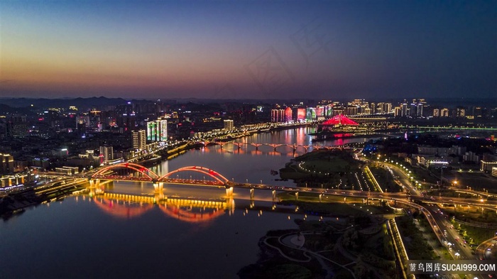 南充桥梁航拍夜景