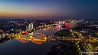 南充桥梁航拍夜景