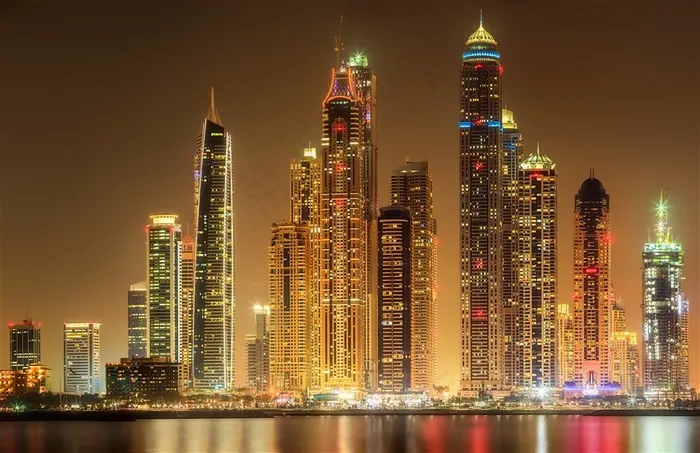 城市高楼夜景高清摄影图片