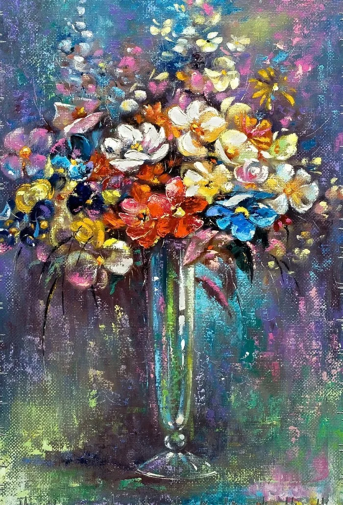 高清花卉花瓶艺术油画