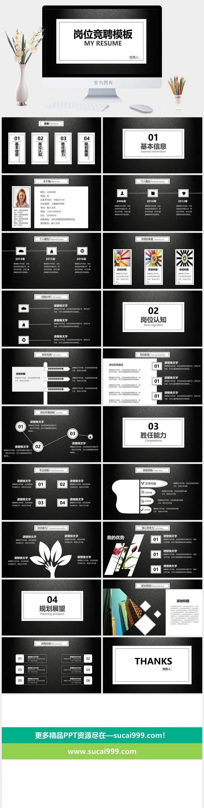 黑色简约岗位竞聘PPT模板