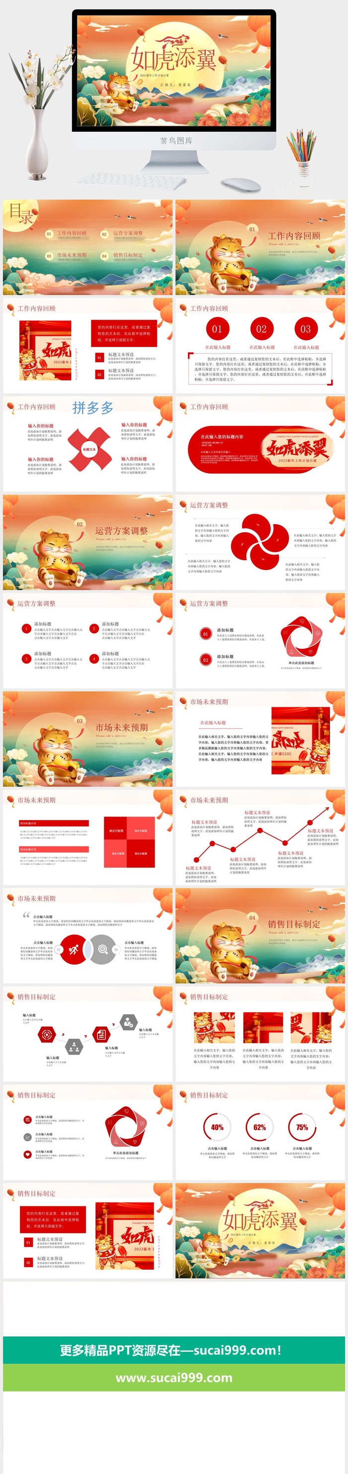 虎年新年年终工作总结PPT