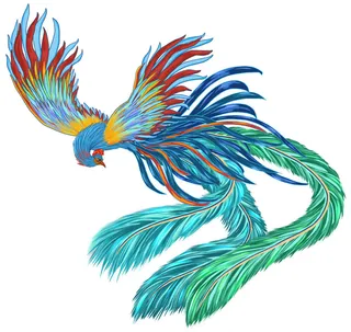 手绘山海经上古神兽夫诸凤凰麒麟青龙白虎朱雀玄武插画PSD素材