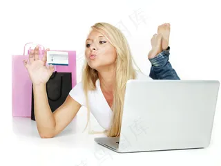 手持信用卡的淘宝美女图片
