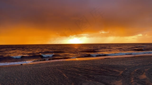 日落, 海, 海洋, 天空, 海滩, 晚上, 日出, 波浪