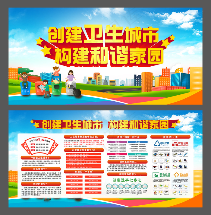 创建卫生城市 构建和谐家园展板