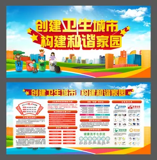 创建卫生城市 构建和谐家园展板