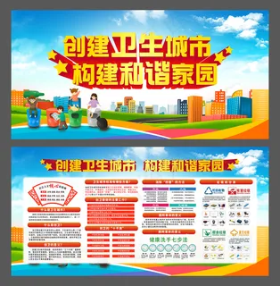 创建卫生城市 构建和谐家园展板 创建卫生城市 构建和谐家园展板