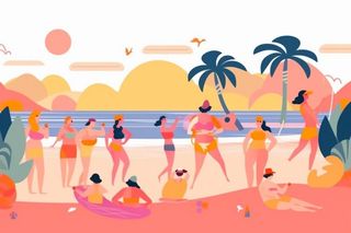 清爽泳衣人物扁平简约背景