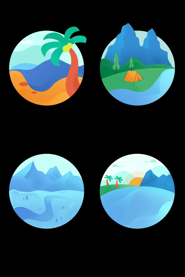 矢量旅行元素psd模版下载