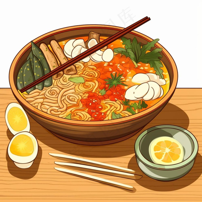 美食食物面条麻辣烫插画素材(1024x1024)