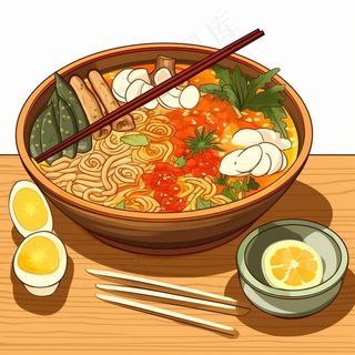 美食食物面条麻辣烫插画素材