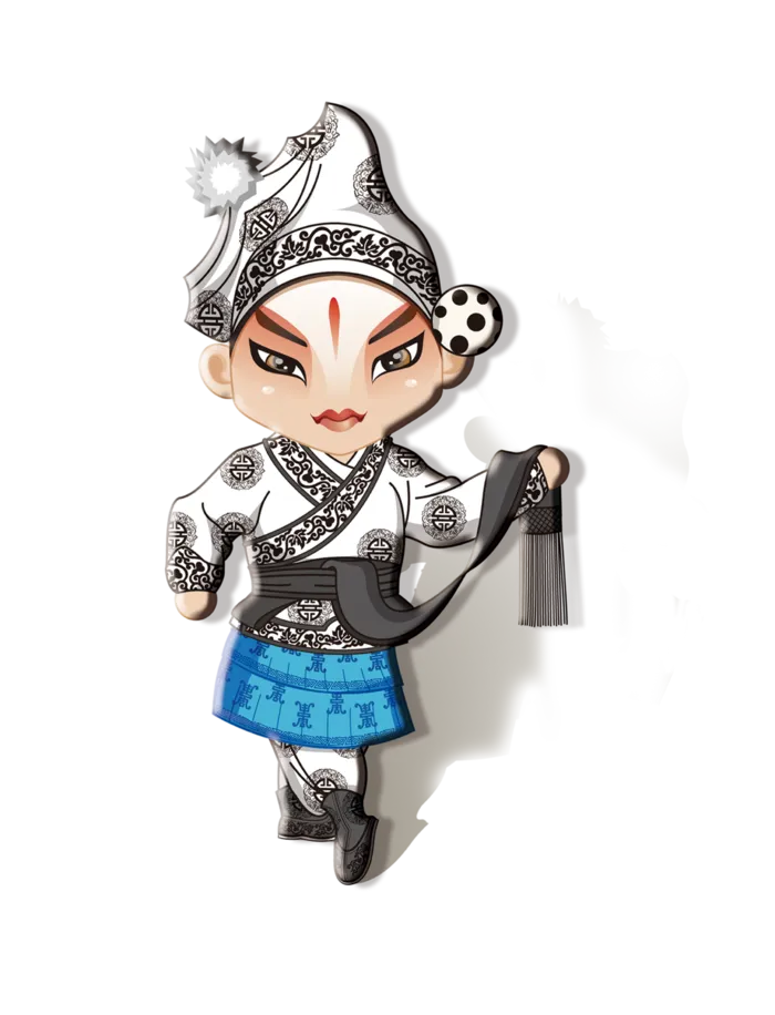 卡通京剧戏剧人物脸谱插画PNG图片 国潮中国风Q版戏剧人物PS素材