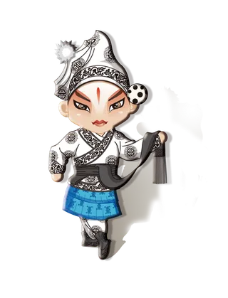 卡通京剧戏剧人物脸谱插画PNG图片 国潮中国风Q版戏剧人物PS素材