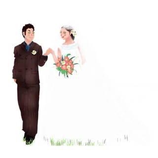 婚纱卡通人物婚礼白纱结婚婚纱摄影手绘