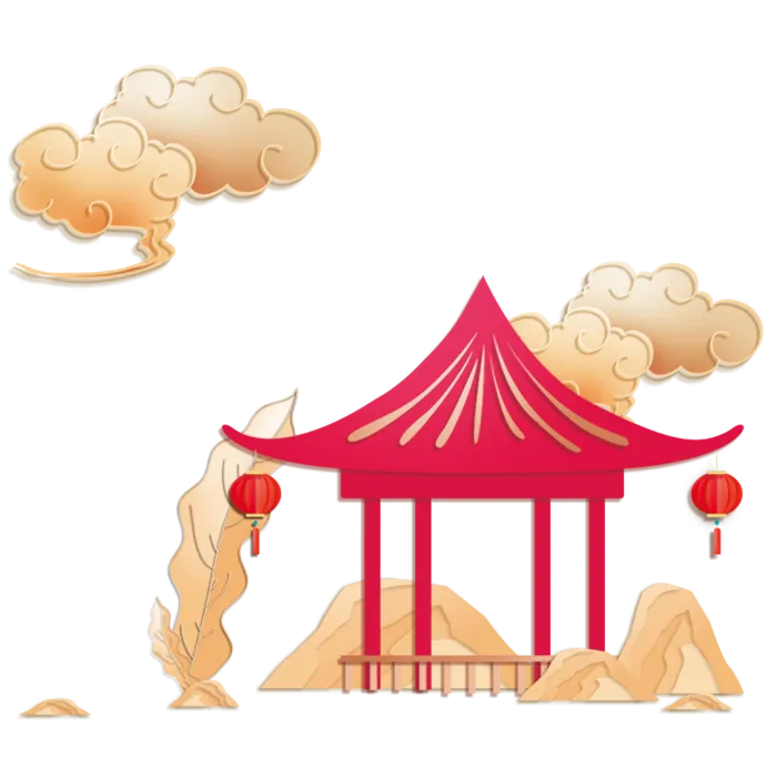 清明元素古风中式清明节山水画中国风绿色