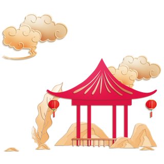 清明元素古风中式清明节山水画中国风绿色