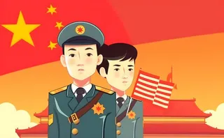 军人*红色卡通插画背景