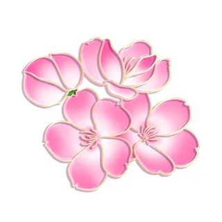 国潮风立体浮雕金边手绘花朵花卉PSD设计PNG免扣图片元素素材