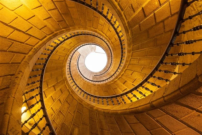 金色灯光砖块欧式螺旋楼梯图片